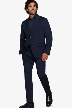 Blue technical jersey slim blazer