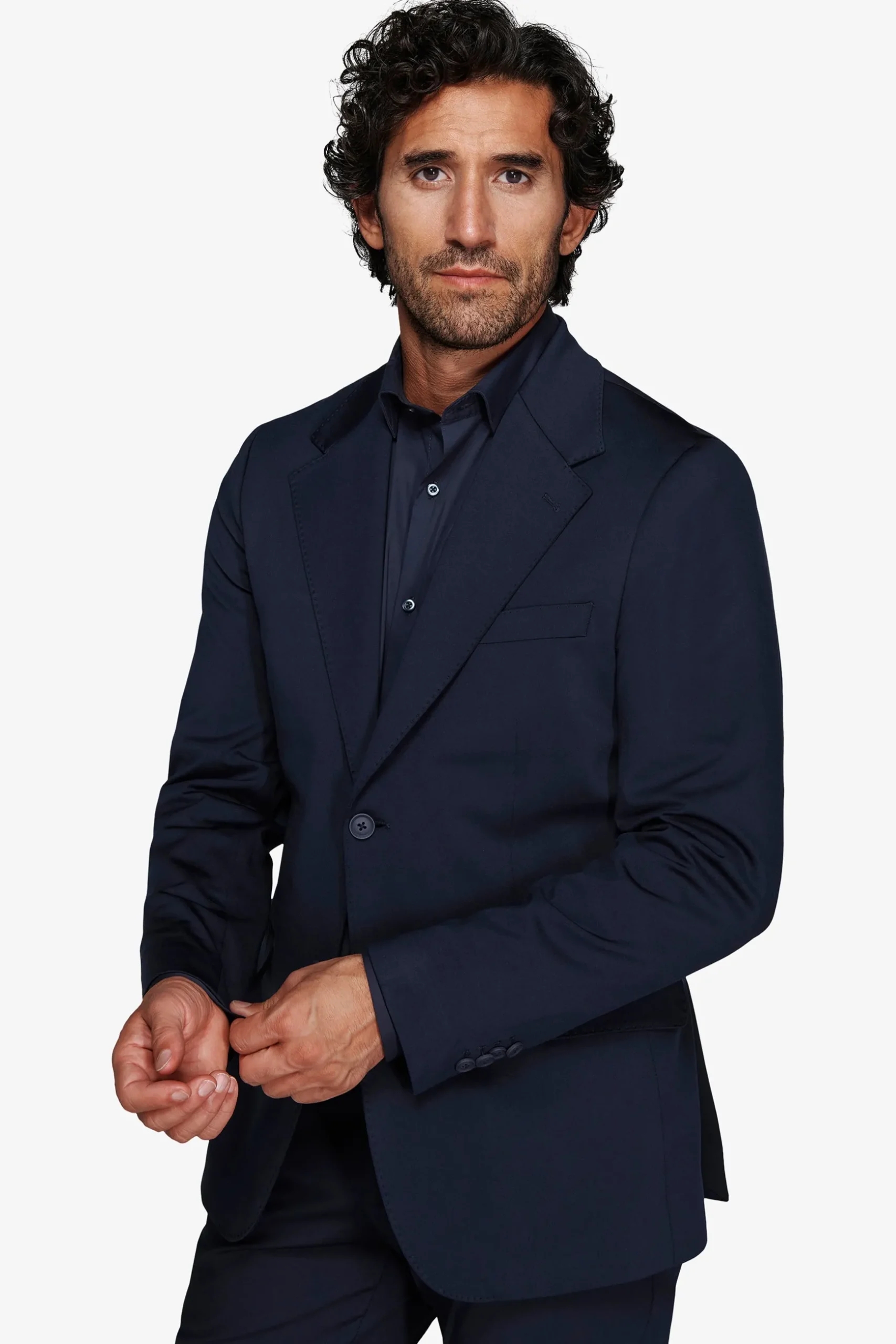Blue technical jersey slim blazer