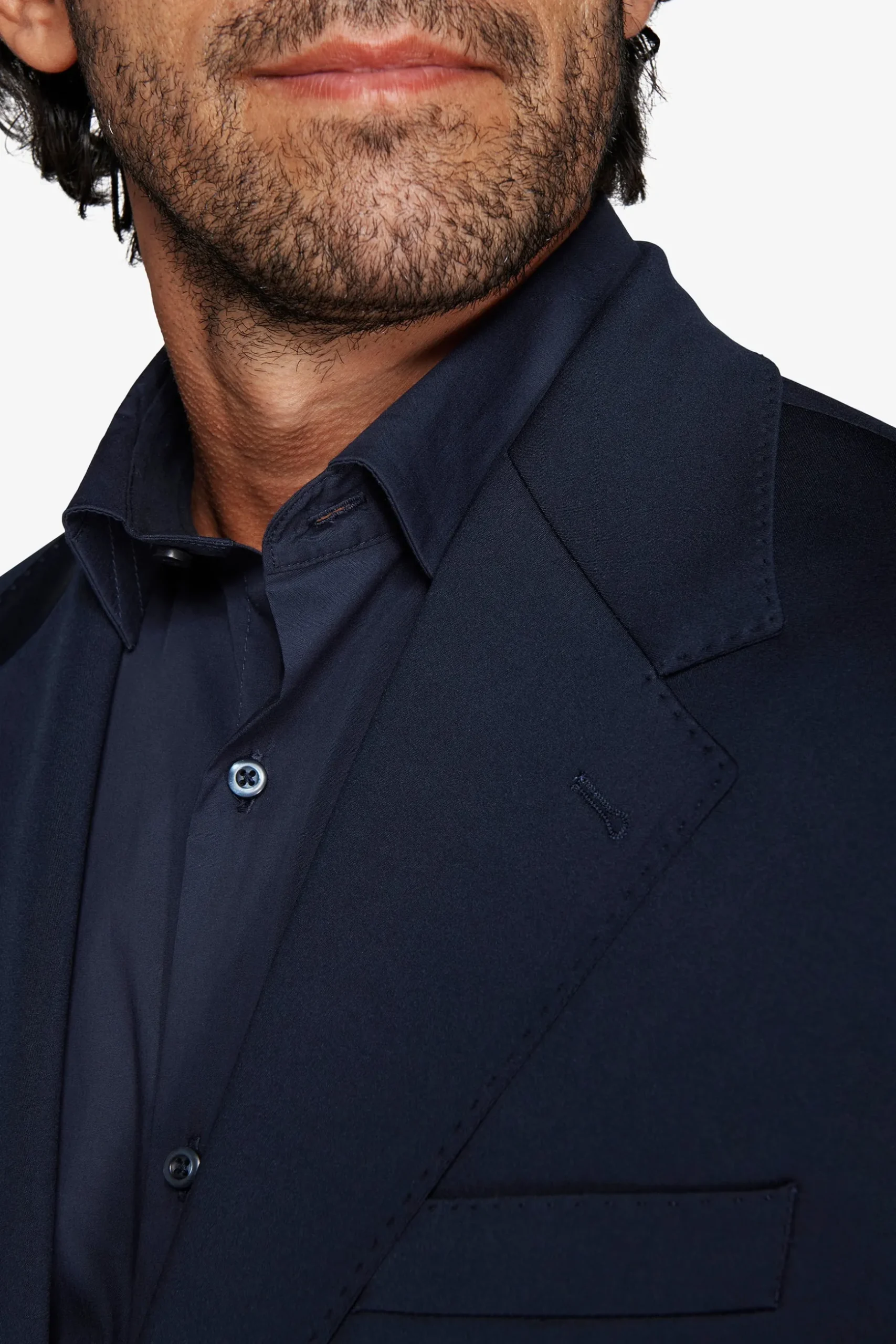 Blue technical jersey slim blazer