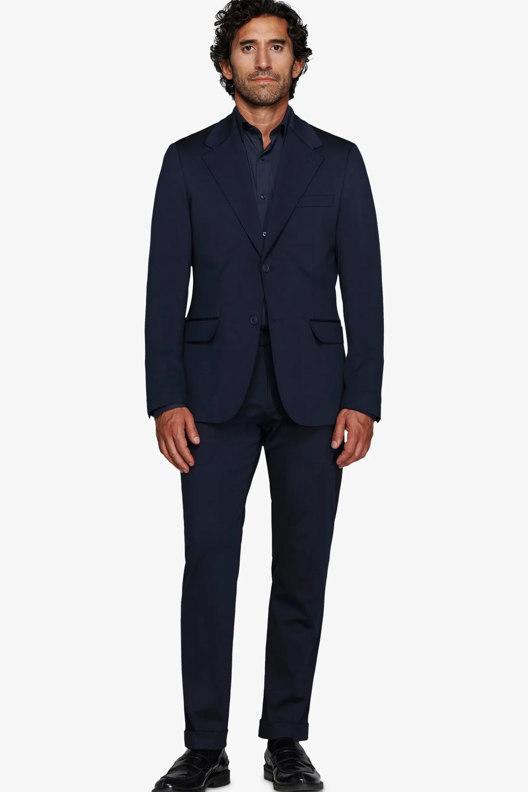 Blue technical jersey slim blazer
