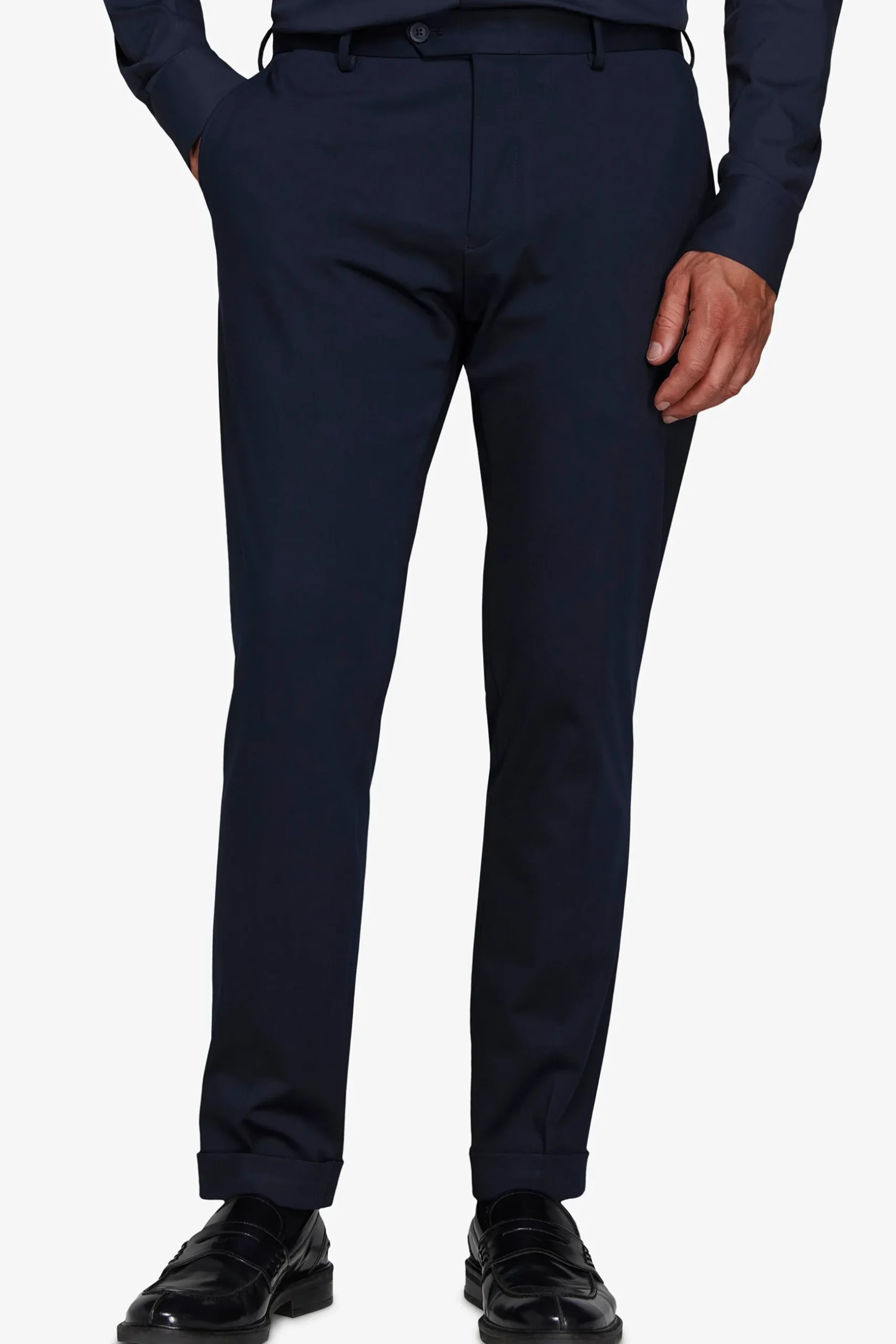 Blue technical jersey slim trousers