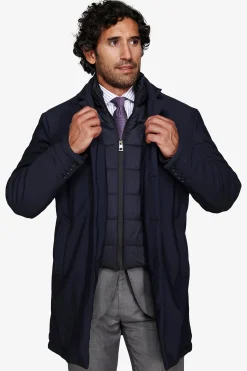 Blue technical quilted coat