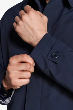 Blue technical trench coat