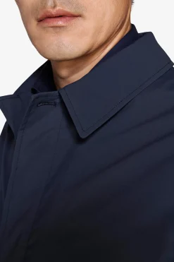Blue technical trench coat