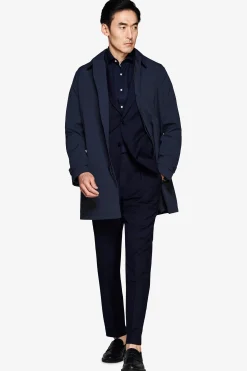 Blue technical trench coat