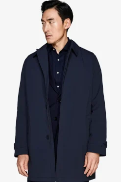 Blue technical trench coat