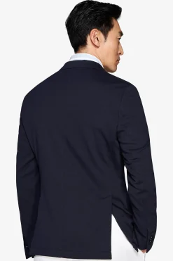 Blue textured jersey blazer