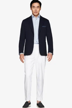 Blue textured jersey blazer