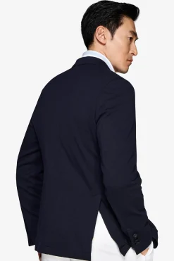 Blue textured jersey blazer