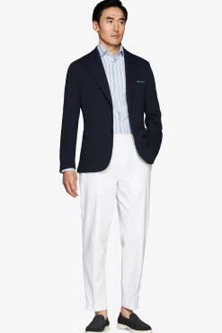 Blue textured jersey blazer