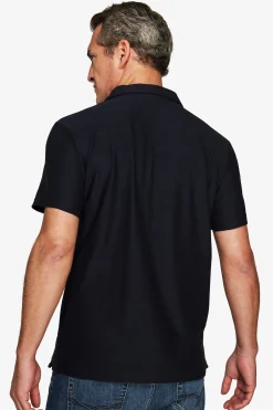 Blue textured jersey polo shirt