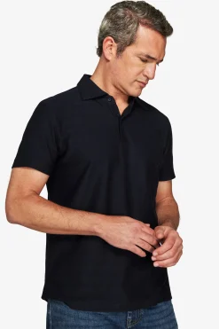 Blue textured jersey polo shirt