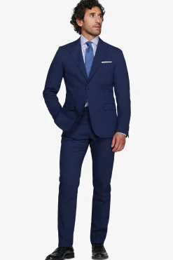 Blue textured slim suit blazer