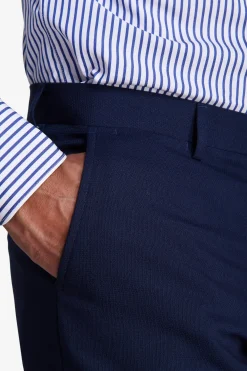 Blue textured slim suit trousers