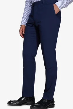 Blue textured slim suit trousers