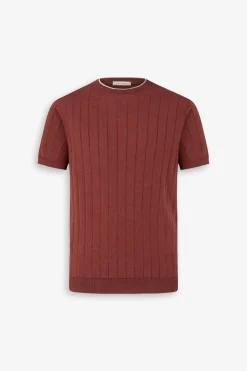 Brick flat-rib knit T-shirt