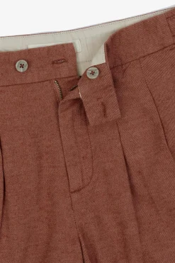 Brick linen blend melange Bermuda shorts