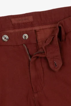 Brick red linen blend slub trousers