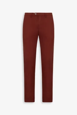Brick red linen blend slub trousers