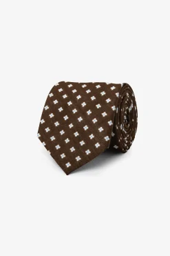 Brown micro pattern cotton tie
