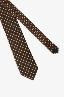 Brown micro pattern cotton tie