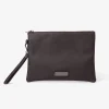 Brown Saffiano leatherette pochette