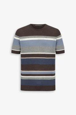 Brown striped knit t-shirt