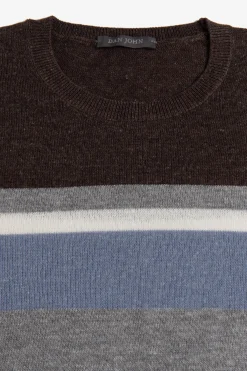 Brown striped knit t-shirt