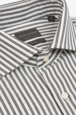 Brown striped textured slim shirt