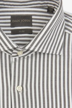 Brown striped textured slim shirt