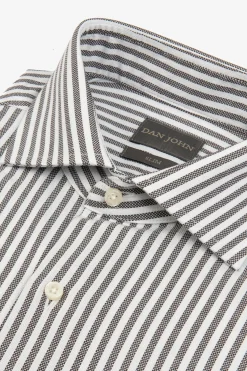 Brown striped textured slim shirt