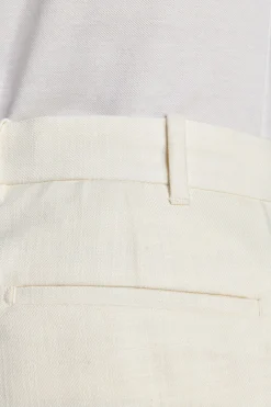 Butter linen blend Bermuda shorts with pleats