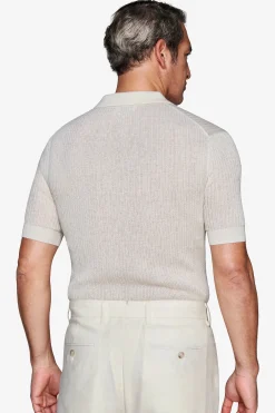 Butter linen blend knit polo shirt