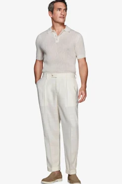 Butter linen blend knit polo shirt
