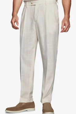 Butter linen blend trousers with pleats