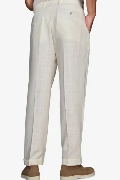 Butter linen blend trousers with pleats