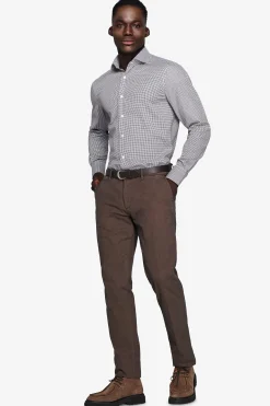 Camicia pied de poule marrone
