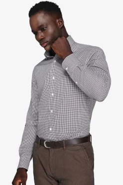 Camicia pied de poule marrone