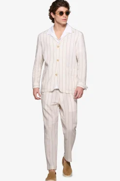 "Capri" cream pinstripe suit overshirt
