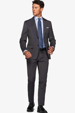 Carbon pinpoint-weave suit blazer