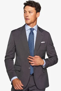 Carbon pinpoint-weave suit blazer