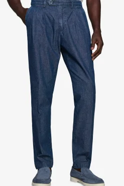 Chambray double pleat trousers