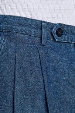 Chambray double pleat trousers