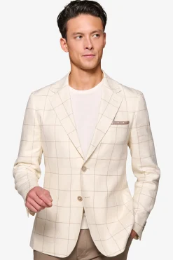 Cream check slim blazer
