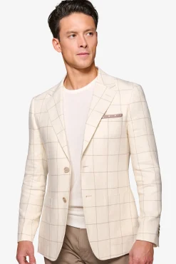 Cream check slim blazer