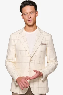 Cream check slim blazer