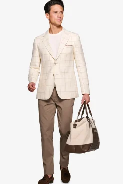 Cream check slim blazer