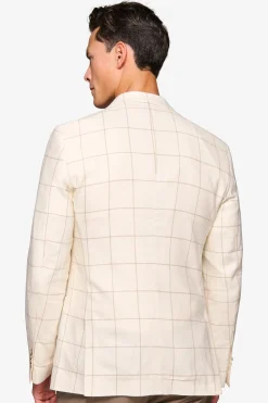 Cream check slim blazer