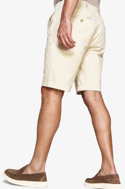 Cream cotton basic chino bermuda shorts