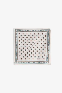 Cream floral geometric pattern pocket square